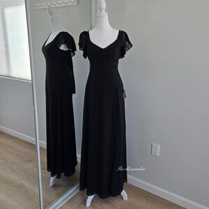 Lulus Simply Delightful Black Tie Back Maxi Dress XS New With Tags Chiffon $99